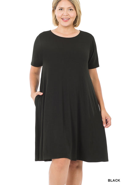 Back to Basics Plus Short Sleeve Flared Dress