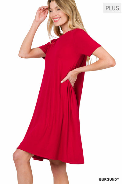 Back to Basics Plus Short Sleeve Flared Dress