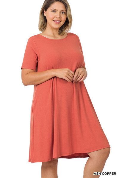 Back to Basics Plus Short Sleeve Flared Dress