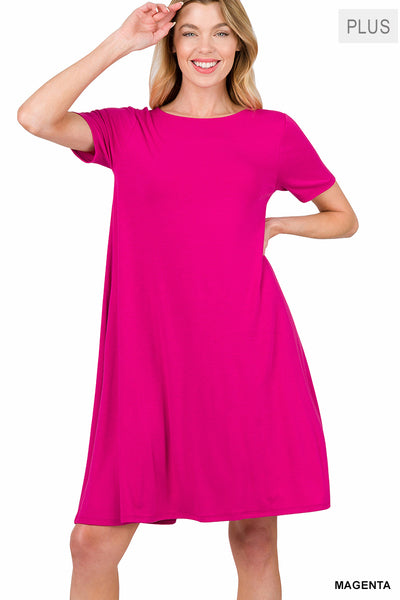 Back to Basics Plus Short Sleeve Flared Dress