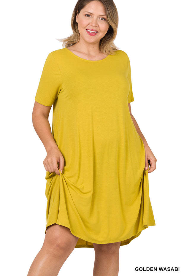 Back to Basics Plus Short Sleeve Flared Dress