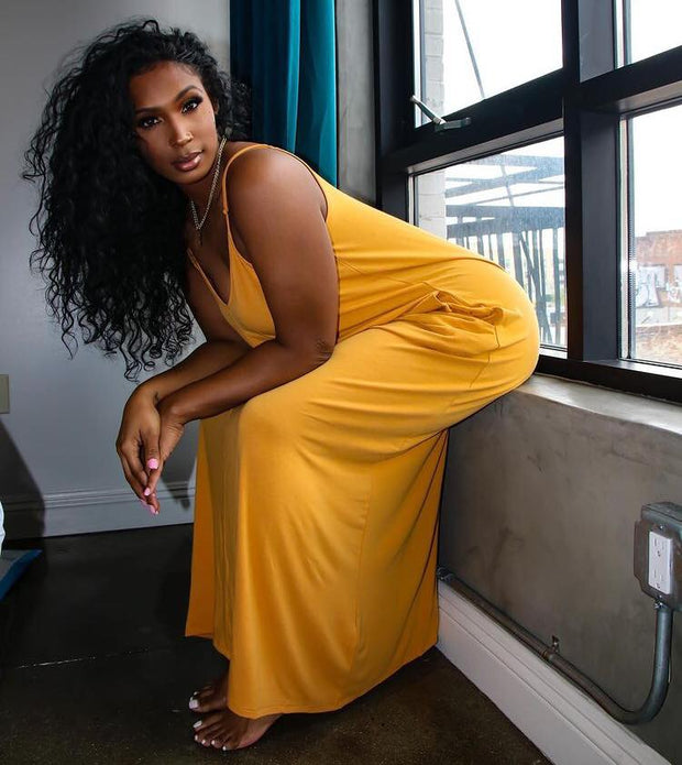 Back to Basics V-Neck Cami Maxi Dress with Side Pockets