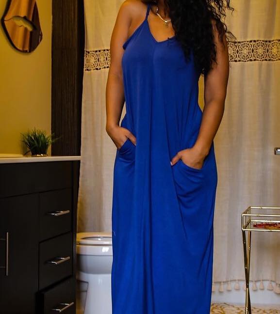 Back to Basics V-Neck Cami Maxi Dress with Side Pockets