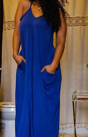 Back to Basics V-Neck Cami Maxi Dress with Side Pockets